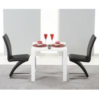 Mark Harris Hereford White High Gloss Dining Set with 2 Black Hereford Dining Chairs