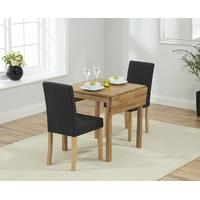 Mark Harris Promo Solid Oak 70cm Rectangular Extending Dining Set with 2 Maiya Black Dining Chairs