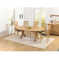 Mark Harris Avignon Solid Oak 165cm Extending Dining Set with 4 Monte Carlo Brown Dining Chairs