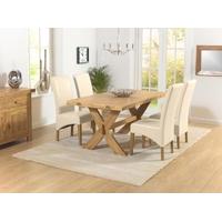 Mark Harris Avignon Solid Oak 165cm Extending Dining Set with 4 Roma Cream Dining Chairs