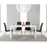 Mark Harris Ava White High Gloss Dining Set 160cm with 4 Black Carsen Dining Chairs