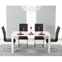 Mark Harris Hereford White High Gloss Dining Set with 4 Black Malibu Dining Chairs