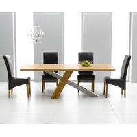 mark harris montana solid oak and metal 225cm dining set with 4 roma b ...