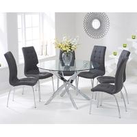 mark harris daytona 120cm glass round dining set with 6 california gre ...