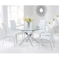 Mark Harris Daytona 120cm Glass Round Dining Set with 6 California White Dining Chairs