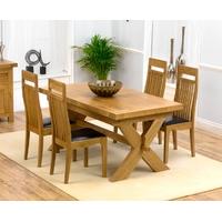 Mark Harris Avignon Solid Oak 160cm Extending Dining Set with 4 Monte Carlo Brown Dining Chairs