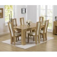Mark Harris Tampa Solid Oak 150cm Dining Set with 6 Havana Cream Dining Chairs