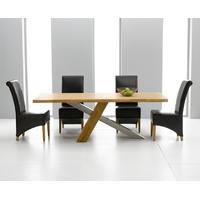 Mark Harris Montana Solid Oak and Metal 180cm Dining Set with 4 Barcelona Brown Dining chairs