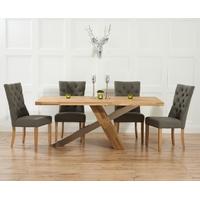 Mark Harris Montana Solid Oak and Metal 180cm Dining Set with 4 Albury Grey Dining chairs