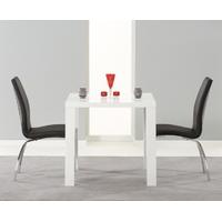 Mark Harris Ava White High Gloss Dining Set 80cm with 2 Black Carsen Dining Chairs