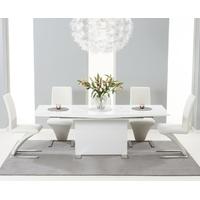 Mark Harris Marila White High Gloss Extending Dining Set with 6 Hereford White Dining Chairs