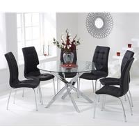 Mark Harris Daytona 120cm Glass Round Dining Set with 6 California Black Dining Chairs