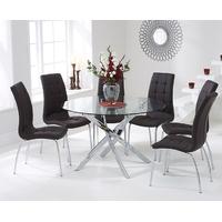 Mark Harris Daytona 120cm Glass Round Dining Set with 6 California Brown Dining Chairs