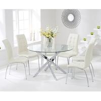 Mark Harris Daytona 120cm Glass Round Dining Set with 6 California Cream Dining Chairs