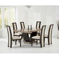 Mark Harris Rivilino Brown Constituted Marble Dining Set with 6 Dining Chairs