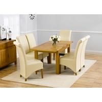 Mark Harris Rustique Solid Oak 120cm Extending Dining Set with 6 Barcelona Cream Dining Chairs