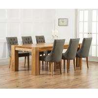 mark harris tampa solid oak 180cm dining set with 6 pailin grey dining ...