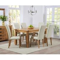 mark harris york solid oak 140cm dining set with 6 atlanta cream dinin ...