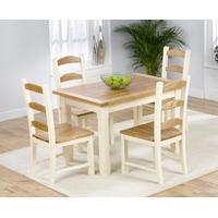 Mark Harris Windsor Painted Cream with Natural Ash Top 120cm Dining Set with 4 Dining Chairs