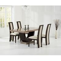 Mark Harris Rivilino Brown Constituted Marble Dining Set with 4 Dining Chairs