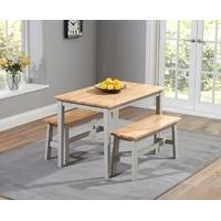 mark harris chichester oak and grey 115cm dining set with 2 benches