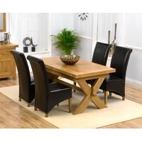 Mark Harris Avignon Solid Oak 160cm Extending Dining Set with 4 Barcelona Brown Dining Chairs