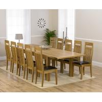 Mark Harris Rustique Solid Oak 220cm Extending Dining Set with 10 Monte Carlo Brown Dining Chairs
