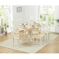 Mark Harris Elstree Oak and Cream 100cm Round Extending Dining Set with 6 Dining Chairs