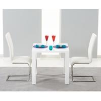 Mark Harris Hereford White High Gloss Dining Set with 2 White Malibu Dining Chairs