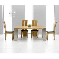 Mark Harris Knightsbridge Oak 180cm Extending Dining Set with 4 Arizona Brown Dining Chairs