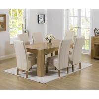 Mark Harris Tampa Solid Oak 150cm Dining Set with 6 Roma Cream Dining Chairs