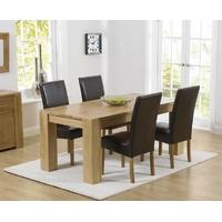 Mark Harris Tampa Solid Oak 180cm Dining Set with 4 Rustique Brown Dining Chairs