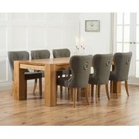 Mark Harris Tampa Solid Oak 180cm Dining Set with 6 Kalim Grey Dining Chairs