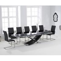 Mark Harris Hanover 210cm Black Glass Extending Dining Set with 6 Malibu Black Dining Chairs