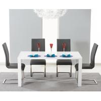 Mark Harris Hereford White High Gloss Dining Set with 4 Grey Malibu Dining Chairs