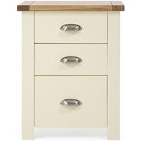 Mark Harris Sandringham Oak and Cream Tall 3 Drawer Bedside Cabinet