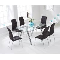 Mark Harris Pantheon 160cm Glass Dining Set with 6 California Brown Dining Chairs