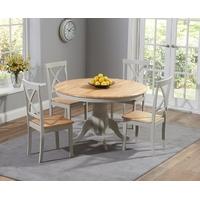Mark Harris Elstree Oak and Grey 120cm Round Dining Set with 4 Dining Chairs