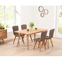 Mark Harris Tribeca Oak 150cm Extending Dining Set with 4 Brown Dining Chairs