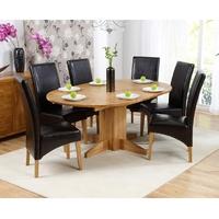 Mark Harris Dorchester Solid Oak 120cm Round Extending Dining Set with 6 Roma Brown Dining Chairs