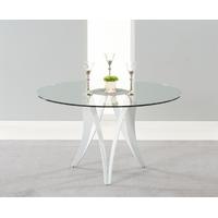 Mark Harris Bellevue White High Gloss Round Glass Top 130cm Dining Table