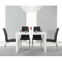 Mark Harris Ava White High Gloss Dining Set 120cm with 4 Black Carsen Dining Chairs