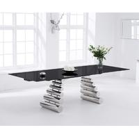 mark harris formos 180cm black glass extending dining table