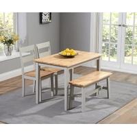 Mark Harris Chichester Oak and Grey 115cm Dining Set with 2 Chairs and 1 Bench