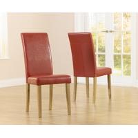 mark harris atlanta red faux leather dining chair pair