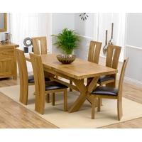 Mark Harris Avignon Solid Oak 160cm Extending Dining Set with 6 Arizona Brown Dining Chairs