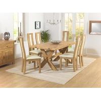 Mark Harris Avignon Solid Oak 165cm Extending Dining Set with 6 Havana Cream Dining Chairs