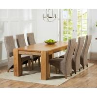 Mark Harris Tampa Solid Oak 180cm Dining Set with 6 Harley Tweed Dining Chairs