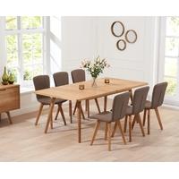 Mark Harris Tribeca Oak 150cm Extending Dining Set with 6 Brown Dining Chairs
