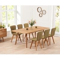 Mark Harris Tribeca Oak 150cm Extending Dining Set with 6 Green Dining Chairs